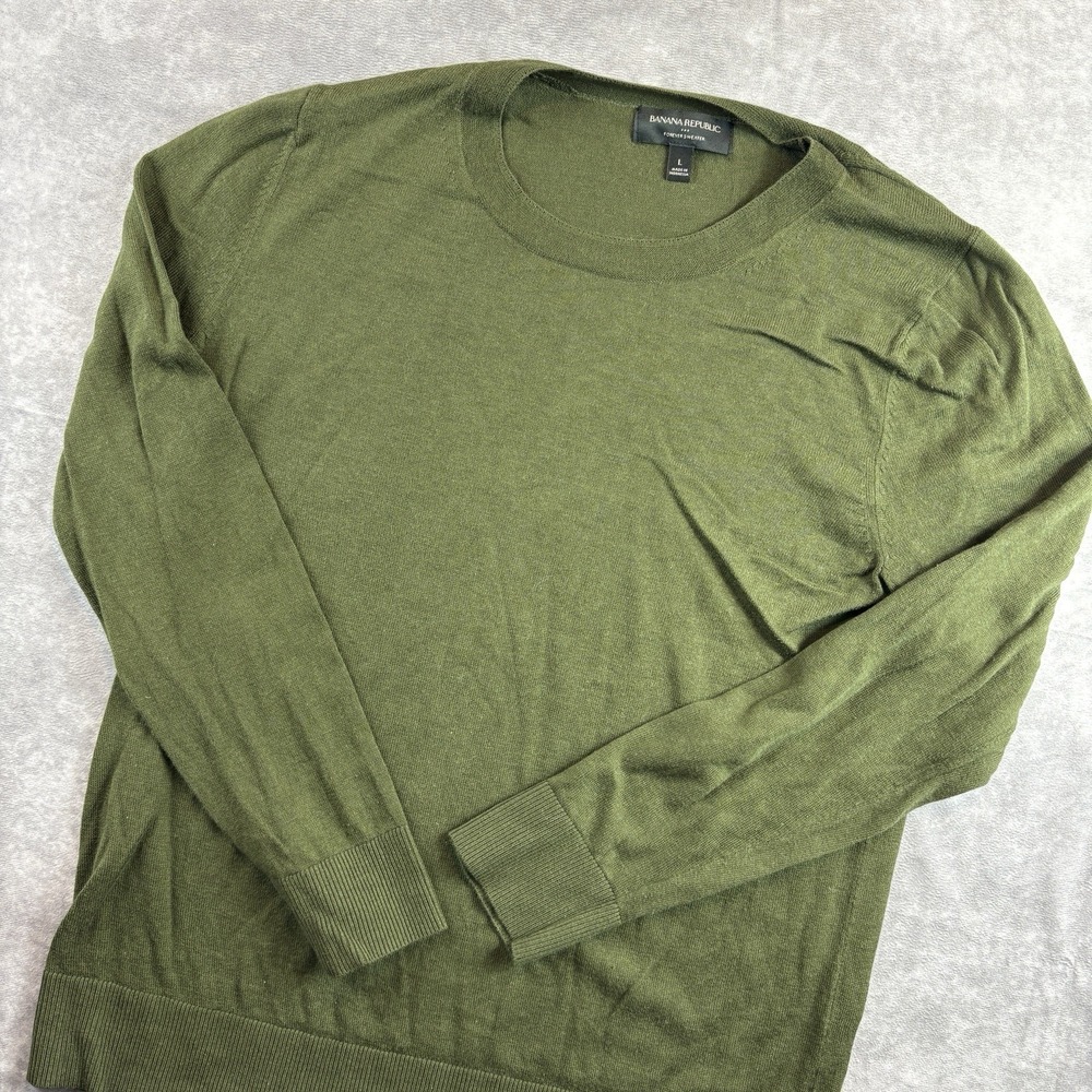 Banana Republic Sweater Women's Large Forever Sweater Heather Green Long Sleeve